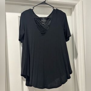 American Eagle Outfitters Black Crisscross Soft & Sexy Shirt